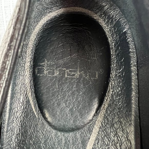 Dansko 40 Loafer Shoes Womens 9.5-10 Olivia Black Leather Slip On Wedge Embossed - Picture 8 of 13